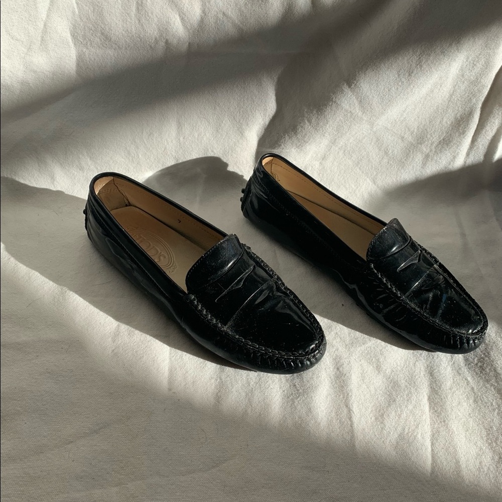 Tod’s Collection Patent Black Loafers